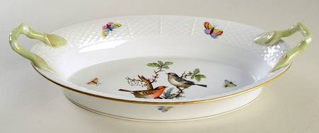 Rothschild Bird (RO) Oval Handled Bread Dish