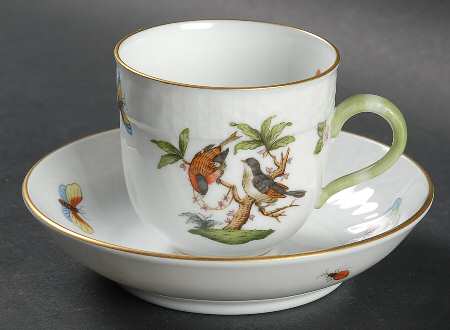 Rothschild Bird (RO) Flat Demitasse Cup & Saucer Set