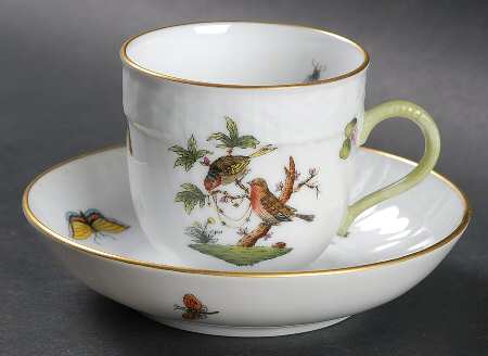 Rothschild Bird (RO) Flat Demitasse Cup & Saucer Set