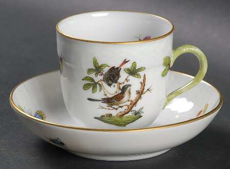 Rothschild Bird (RO) Flat Demitasse Cup & Saucer Set