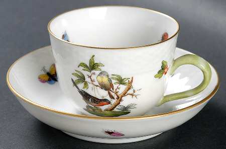 Rothschild Bird (RO) Flat Demitasse Cup & Saucer Set