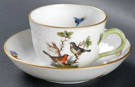 Rothschild Bird (RO) Flat Demitasse Cup & Saucer Set