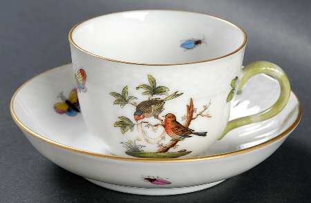 Rothschild Bird (RO) Flat Demitasse Cup & Saucer Set
