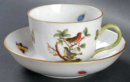 Rothschild Bird (RO) Flat Demitasse Cup & Saucer Set