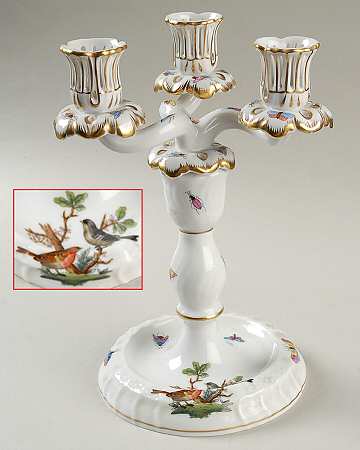 Rothschild Bird (RO) 9" Three Light Candlestick (Uses a Candle Arm)