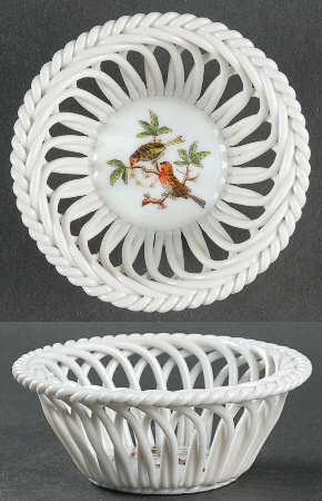 Rothschild Bird (RO) 3" Round Open Weave Basket by Herend