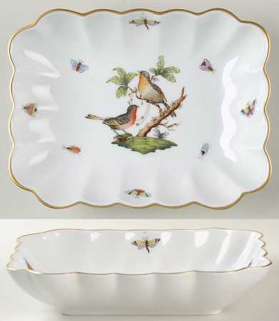 Rothschild Bird (RO) 7" Rectangular Nut Dish by Herend