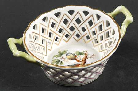 Rothschild Bird (RO) 5" Round Open Weave Basket with Handles
