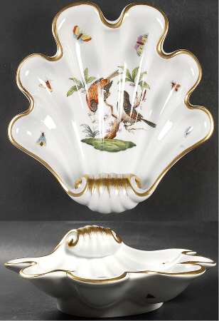Rothschild Bird (RO) 9" Shell Shaped Dish by Herend