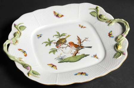 Rothschild Bird (RO) 11" Square Handled Cake Plate
