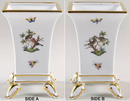 Rothschild Bird (RO) 6" Signed Square Vase 4 Toed