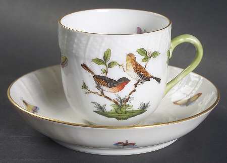 Rothschild Bird (RO) Flat Demitasse Cup & Saucer Set