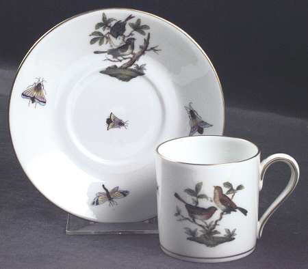 Rothschild Bird (RO) Flat Demitasse Cup & Saucer Set