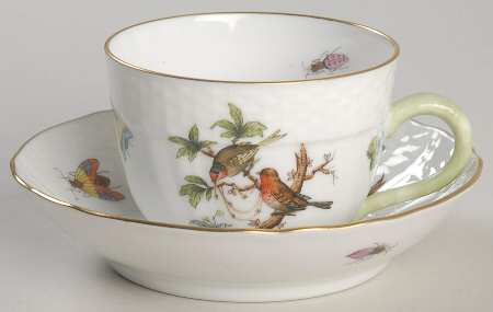 Rothschild Bird (RO) Flat Demitasse Cup & Saucer Set