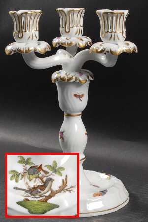Rothschild Bird (RO) 9" Three Light Candlestick (Uses a Candle Arm)