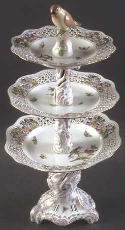 Rothschild Bird (RO) 7 Pc 3 Tier Server w/Bird Finial
