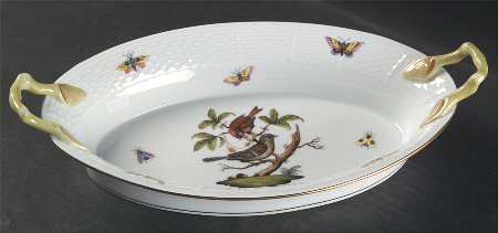 Rothschild Bird (RO) Oval Handled Bread Dish