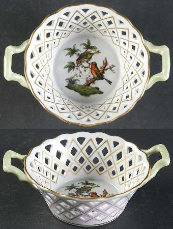 Rothschild Bird (RO) 5" Round Open Weave Basket with Handles