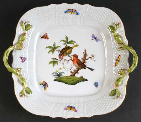 Rothschild Bird (RO) 11" Square Handled Cake Plate
