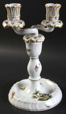 Rothschild Bird (RO) 9" Double Light Candlestick by Herend