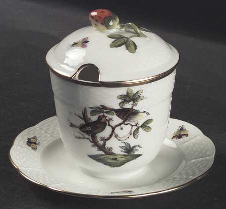 Rothschild Bird (RO) Jam/Jelly & Lid w/Attached Underplate