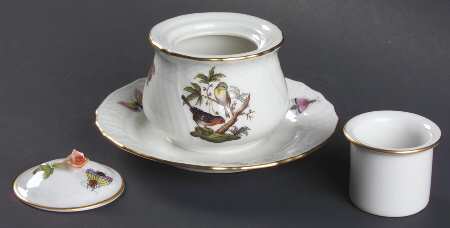 Rothschild Bird (RO) Ink Pot with Lid, Insert & Attached Tray