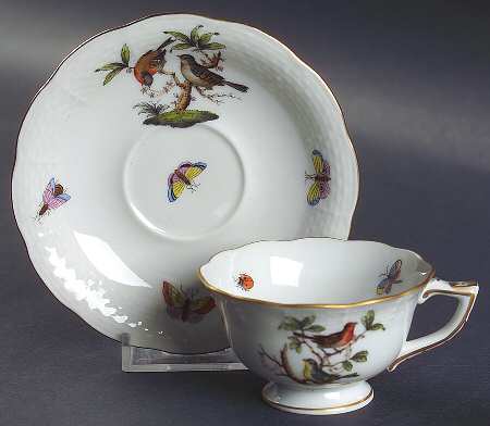 Rothschild Bird (RO) Footed Demitasse Cup & Saucer Set