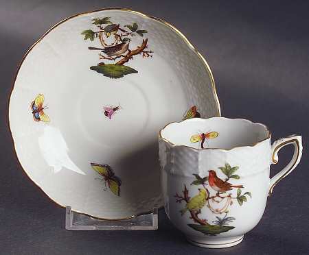 Rothschild Bird (RO) Flat Demitasse Cup & Saucer Set