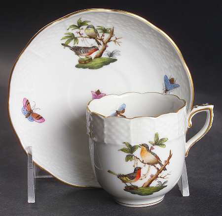 Rothschild Bird (RO) Flat Demitasse Cup & Saucer Set