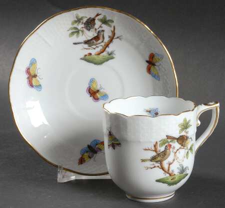 Rothschild Bird (RO) Flat Demitasse Cup & Saucer Set
