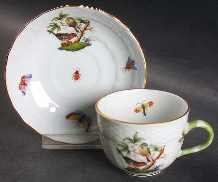 Rothschild Bird (RO) Flat Demitasse Cup & Saucer Set