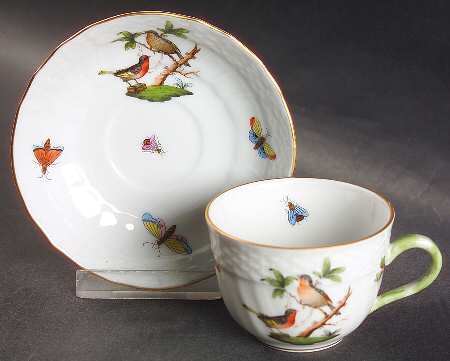 Rothschild Bird (RO) Flat Demitasse Cup & Saucer Set