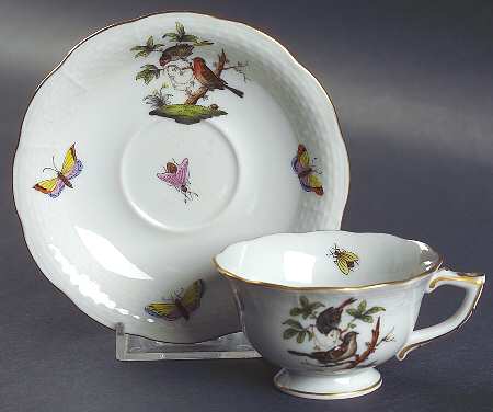 Rothschild Bird (RO) Footed Demitasse Cup & Saucer Set