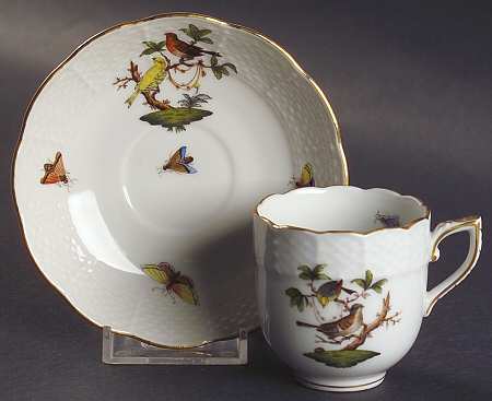 Rothschild Bird (RO) Flat Demitasse Cup & Saucer Set