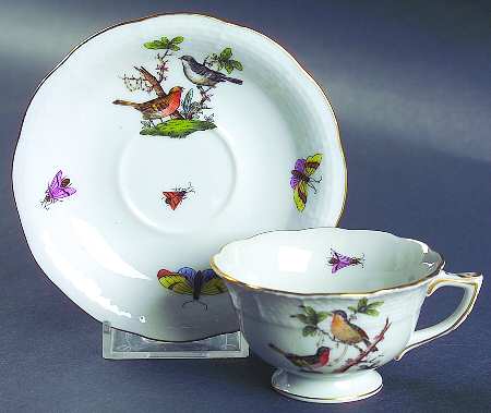 Rothschild Bird (RO) Footed Demitasse Cup & Saucer Set