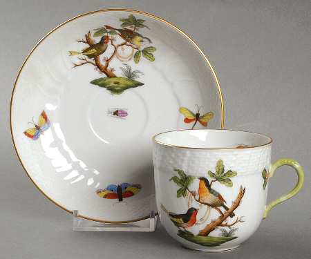 Rothschild Bird (RO) Flat Demitasse Cup & Saucer Set