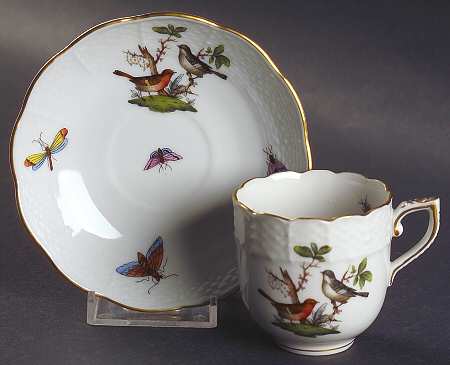 Rothschild Bird (RO) Flat Demitasse Cup & Saucer Set