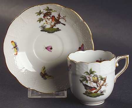 Rothschild Bird (RO) Flat Demitasse Cup & Saucer Set