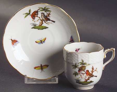 Rothschild Bird (RO) Flat Demitasse Cup & Saucer Set
