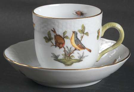 Rothschild Bird (RO) Flat Demitasse Cup & Saucer Set