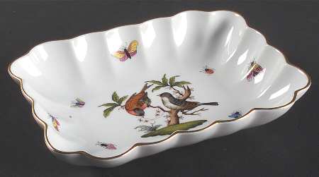 Rothschild Bird (RO) 7" Rectangular Nut Dish by Herend