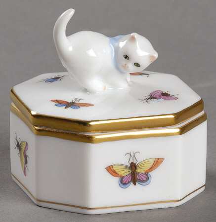 Rothschild Bird (RO) Trinket Box with Cat Lid