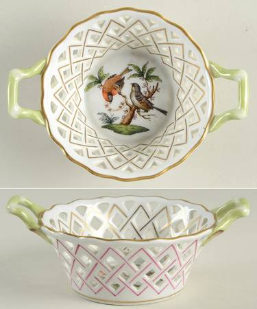 Rothschild Bird (RO) 5" Round Open Weave Basket with Handles