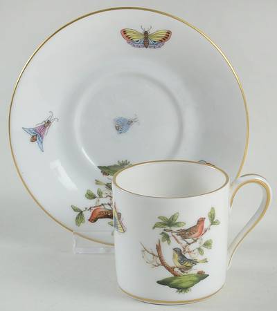 Rothschild Bird (RO) Flat Demitasse Cup & Saucer Set