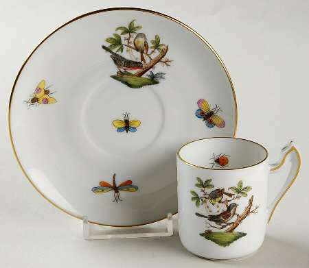 Rothschild Bird (RO) Flat Demitasse Cup & Saucer Set