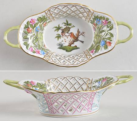 Rothschild Bird (RO) 7" Handled Oval Open Weave Basket