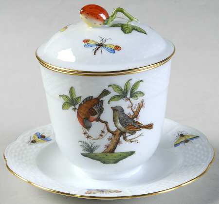 Rothschild Bird (RO) Jam/Jelly & Lid w/Attached Underplate