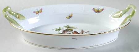 Rothschild Bird (RO) Oval Handled Bread Dish