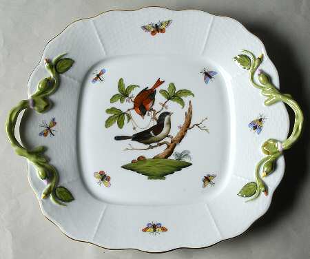Rothschild Bird (RO) 11" Square Handled Cake Plate