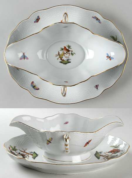 Rothschild Bird (RO) Gravy Boat with Attached Underplate